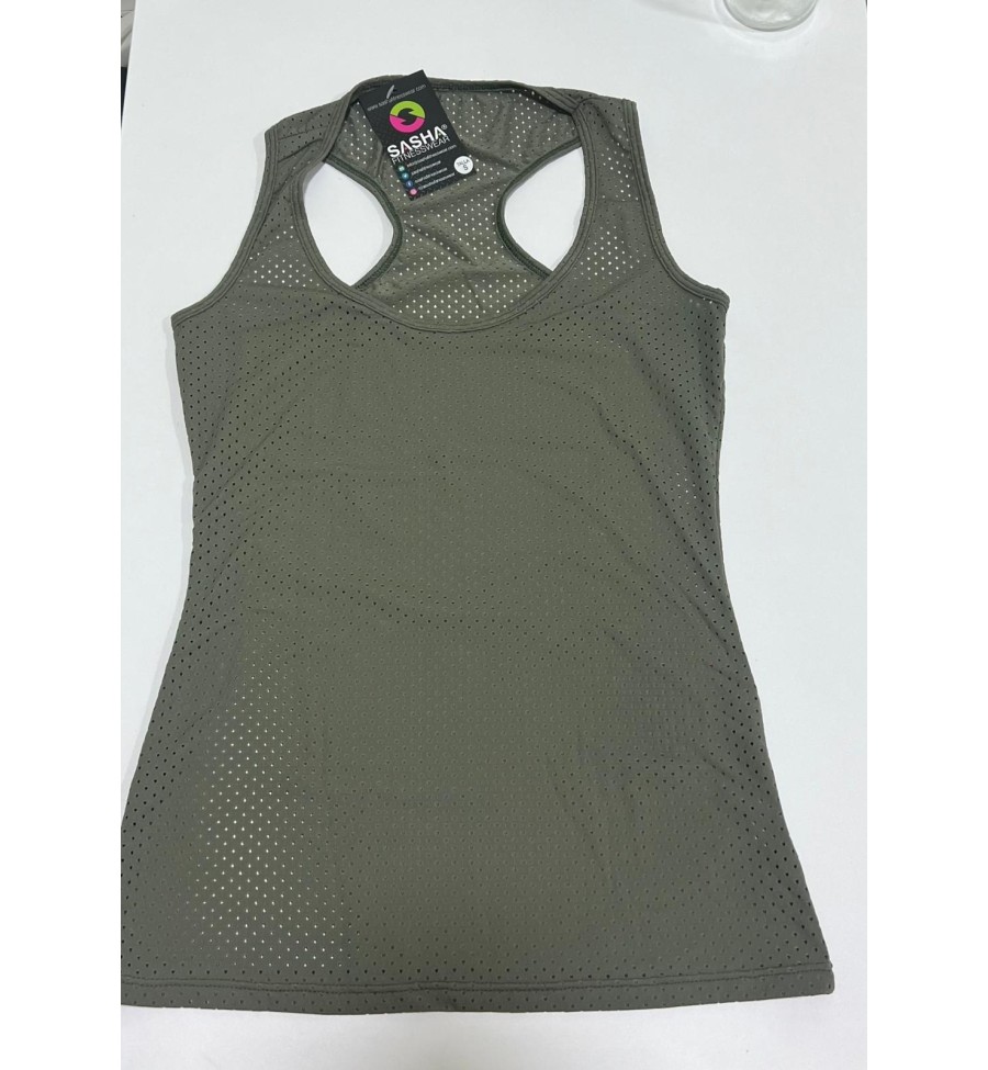 Verde Militar Camiseta Agujeros - Sasha Active Wear Verde Militar Camiseta Agujeros - Sasha Active Wear