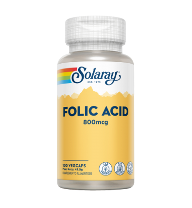 Folic Acid 800 mcg 100 Cápsulas - Solaray