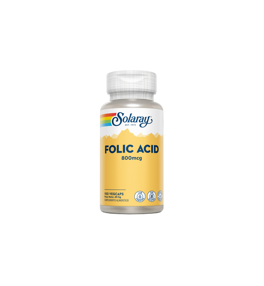 Folic Acid 800 mcg 100 Cápsulas - Solaray Folic Acid 800 mcg 100 Cápsulas - Solaray