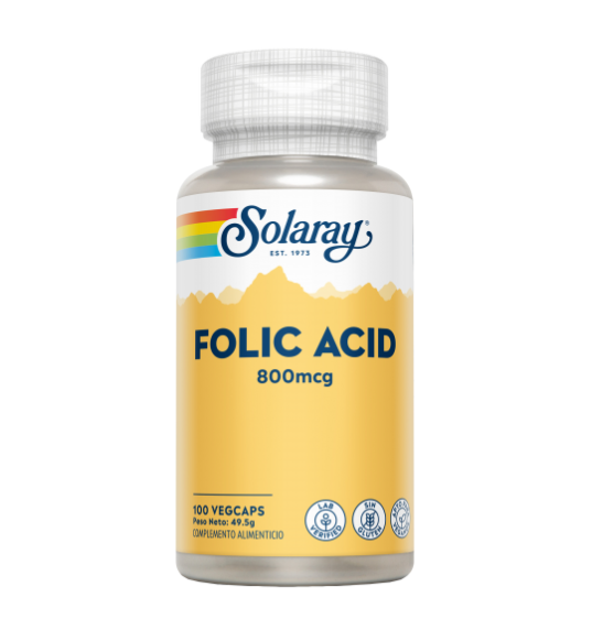 Folic Acid 800 mcg 100 Cápsulas - Solaray
