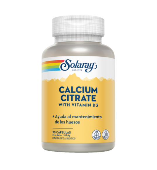 Calcium w/D3 Citrate 1000mg 90 Cápsulas - Solaray