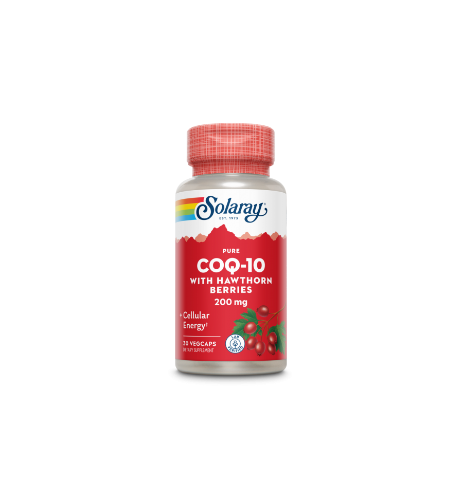 Pure 200mg CoQ10 - 100mg 30 VegCaps - Solaray Pure 200mg CoQ10 - 100mg 30 VegCaps - Solaray