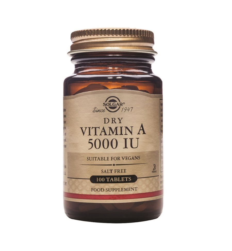 Vitamina A seca 5000UI 100 Comprimidos - Solgar Vitamina A seca 5000UI 100 Comprimidos - Solgar